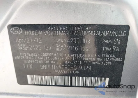 2013 Hyundai Sonata Gls из США, поврежденный, VIN 5NPEB4AC9DH519329